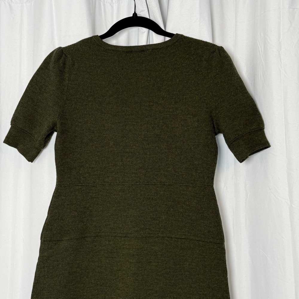 Talbots Olive Green Ribbed Knit Midi Dress Workwear Small - Picture 11 of 14